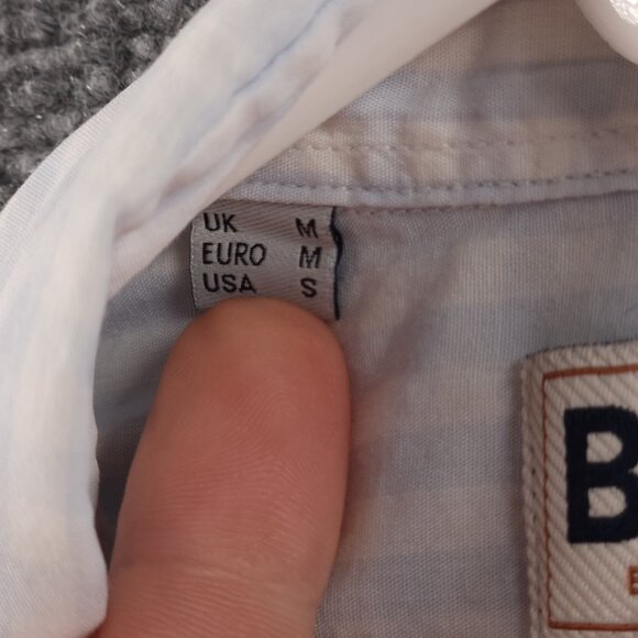 Barbour Cotton Check Button-Down Small Blue Shirt Pocket Men Long Sleeve Adult - Picture 9 of 16